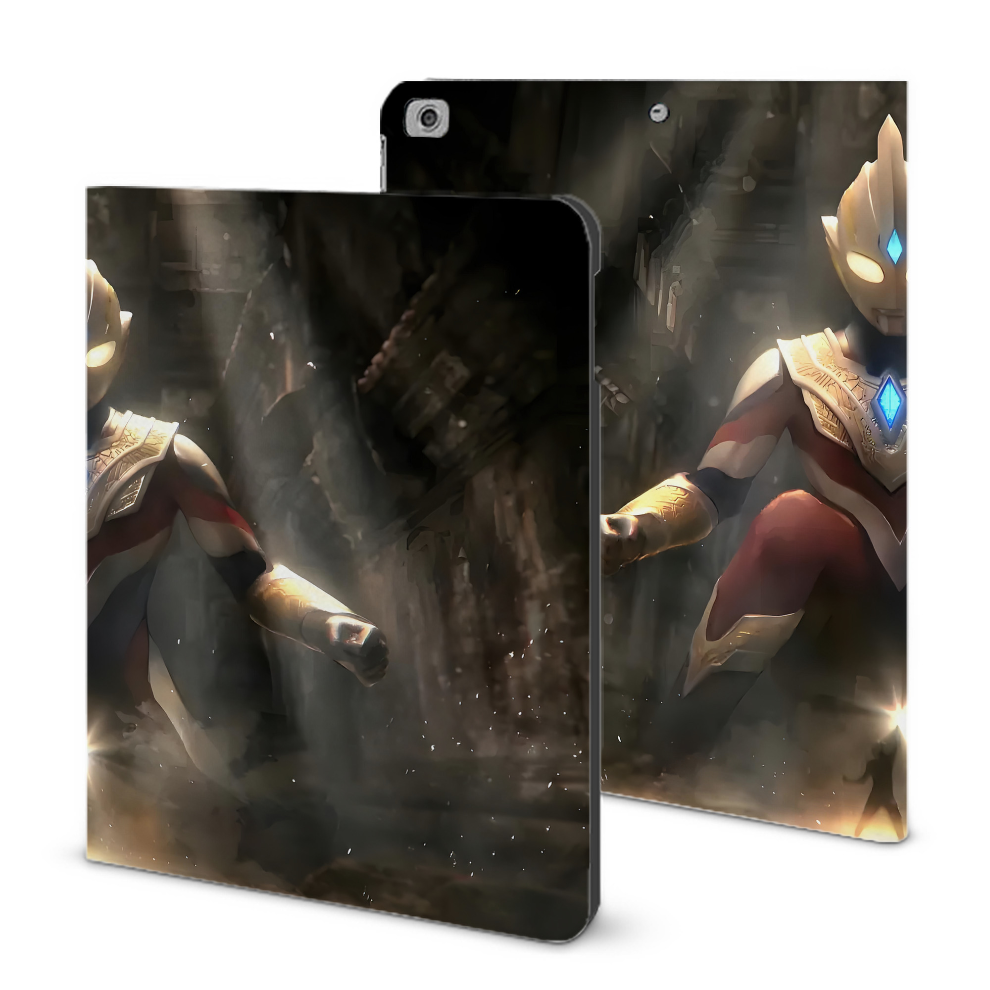 （画像用） ウルトラマン Ultraman IPad ケース ブック型 PUレザー TPU 耐衝撃 軽量 薄型 ペン収納なし 全面保護 IPad 各モデル対応